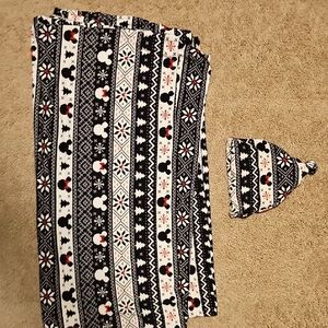 Little Sleepies Disney Holiday Mickey And Minnie Swaddle and Hat Set